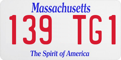 MA license plate 139TG1