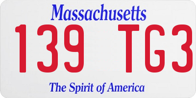 MA license plate 139TG3