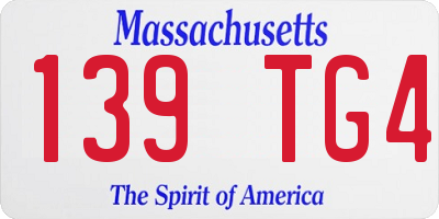MA license plate 139TG4