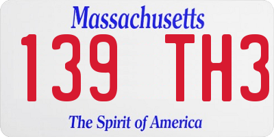 MA license plate 139TH3