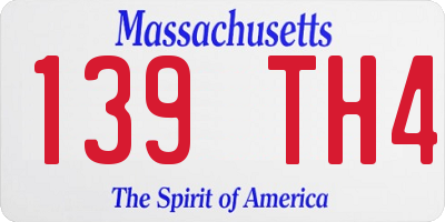 MA license plate 139TH4