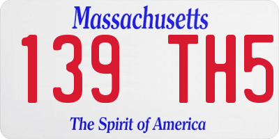 MA license plate 139TH5