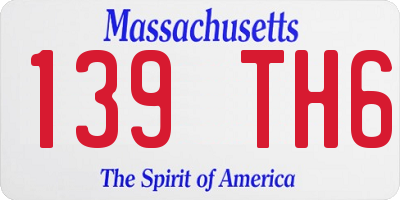 MA license plate 139TH6