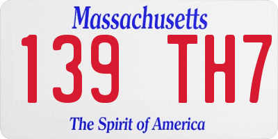 MA license plate 139TH7