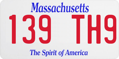 MA license plate 139TH9
