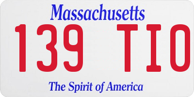 MA license plate 139TI0