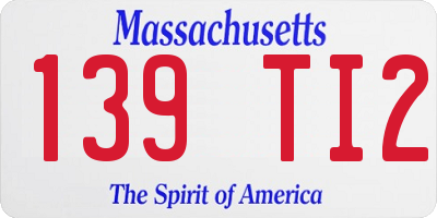 MA license plate 139TI2