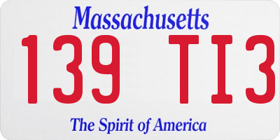 MA license plate 139TI3