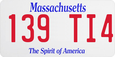 MA license plate 139TI4