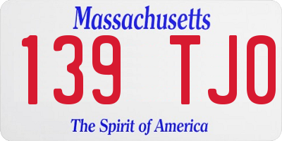 MA license plate 139TJ0