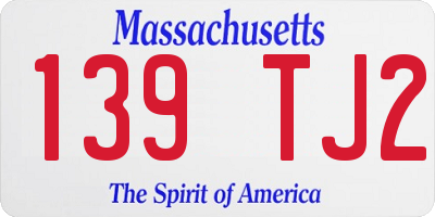 MA license plate 139TJ2