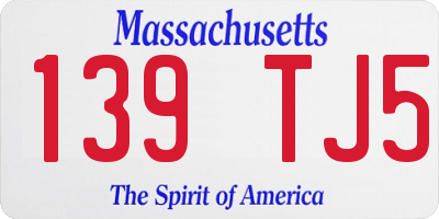 MA license plate 139TJ5