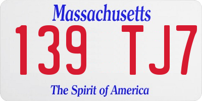 MA license plate 139TJ7