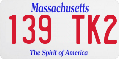 MA license plate 139TK2