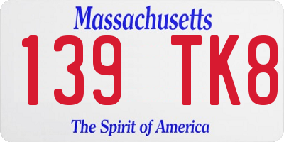 MA license plate 139TK8
