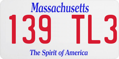 MA license plate 139TL3