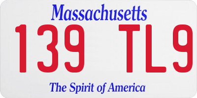 MA license plate 139TL9