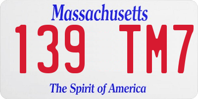 MA license plate 139TM7