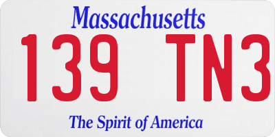 MA license plate 139TN3