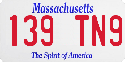 MA license plate 139TN9