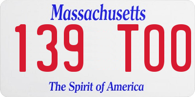 MA license plate 139TO0