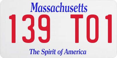 MA license plate 139TO1