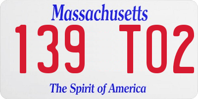 MA license plate 139TO2