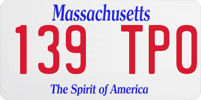 MA license plate 139TP0