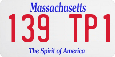 MA license plate 139TP1