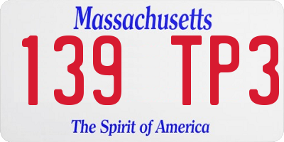 MA license plate 139TP3