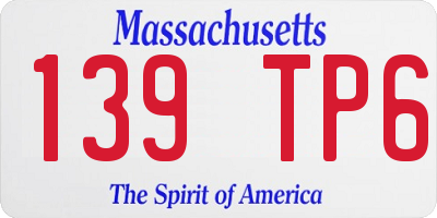 MA license plate 139TP6