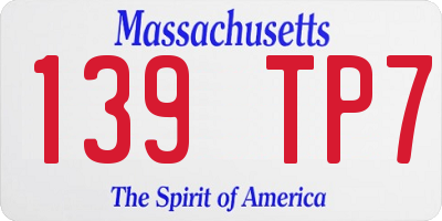 MA license plate 139TP7
