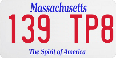 MA license plate 139TP8