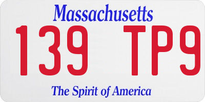 MA license plate 139TP9