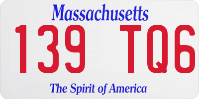 MA license plate 139TQ6