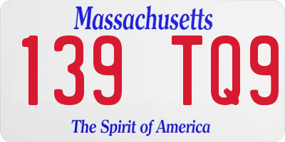 MA license plate 139TQ9