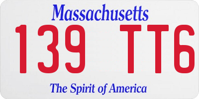 MA license plate 139TT6