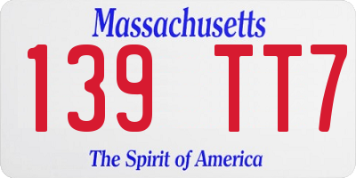 MA license plate 139TT7