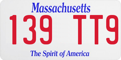 MA license plate 139TT9