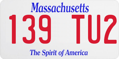 MA license plate 139TU2