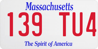 MA license plate 139TU4
