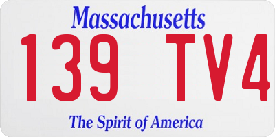MA license plate 139TV4
