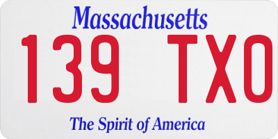 MA license plate 139TX0