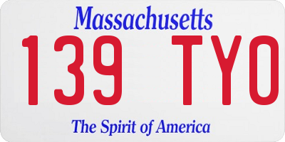 MA license plate 139TY0