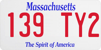MA license plate 139TY2