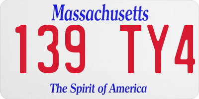 MA license plate 139TY4