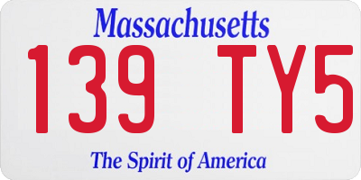 MA license plate 139TY5