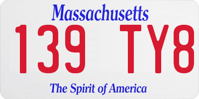 MA license plate 139TY8