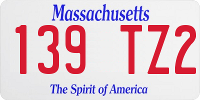 MA license plate 139TZ2