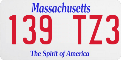 MA license plate 139TZ3